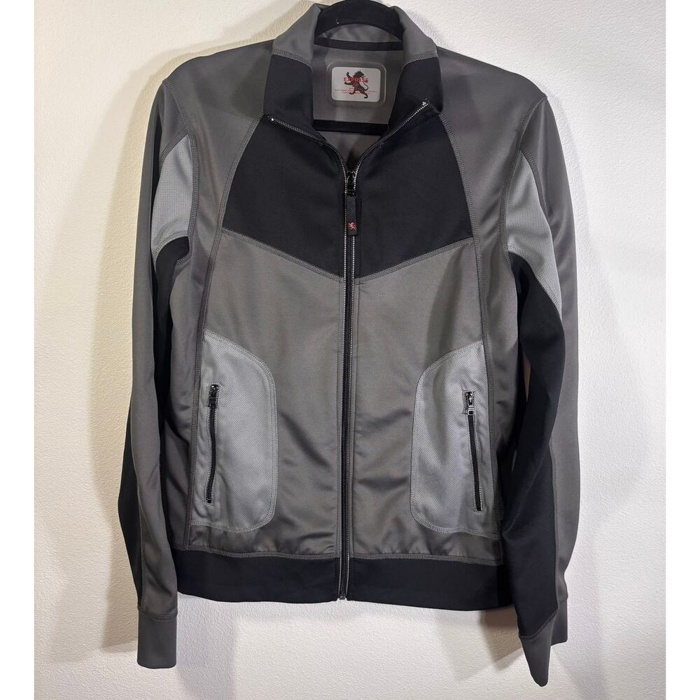 Express Full Zip Athletic Jacket Gray Black Stretch Zip Pockets Size M